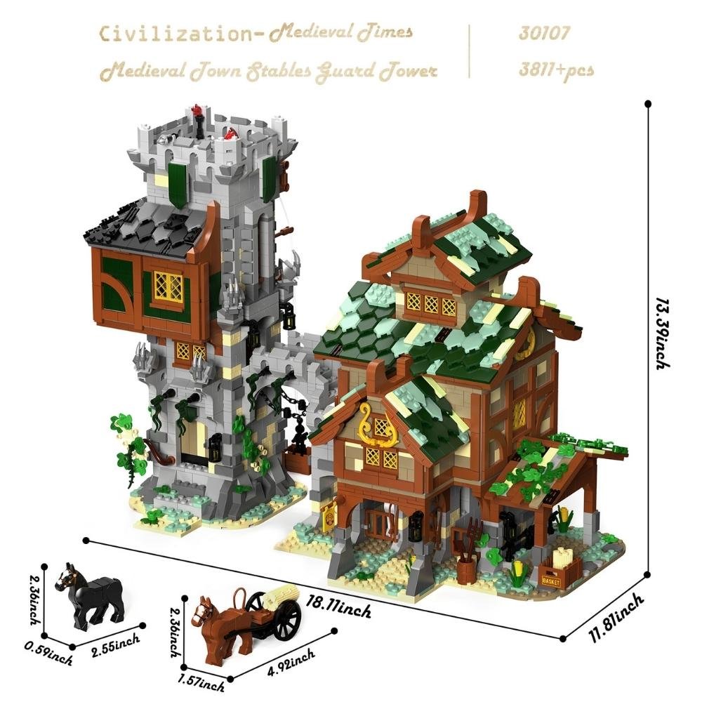 JMBricklayer Medieval Stables and Guard Tower Building Sets for Adults and  Teens Age 14+: Embark on a Chivalrous Journey, Medieval Castle Modular