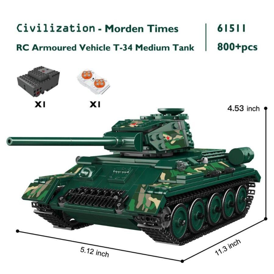 JMBricklayer RC T-34 Medium Tank 61511 brick set toy - img 2