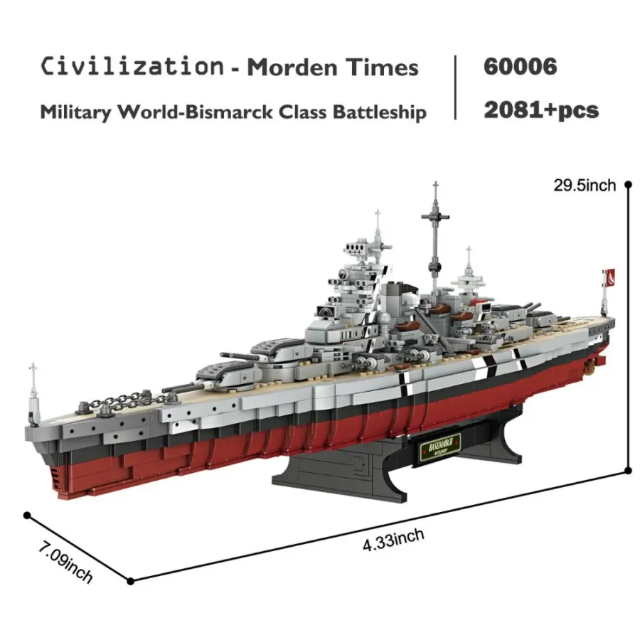 JMBricklayer Military World-Bismarck Class Battleship 60006 Brick Toys Set IMG2