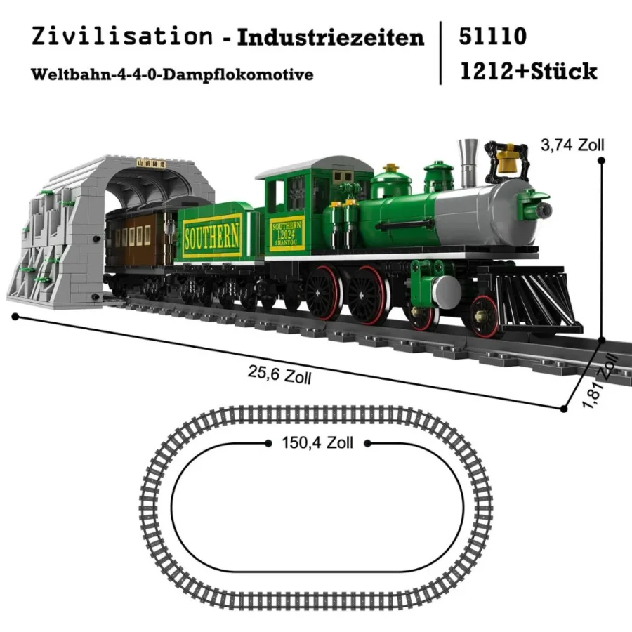 JMBricklayer World Railway-4-4-0 Steam Locomotive 51110 Brick Toy IMG2
